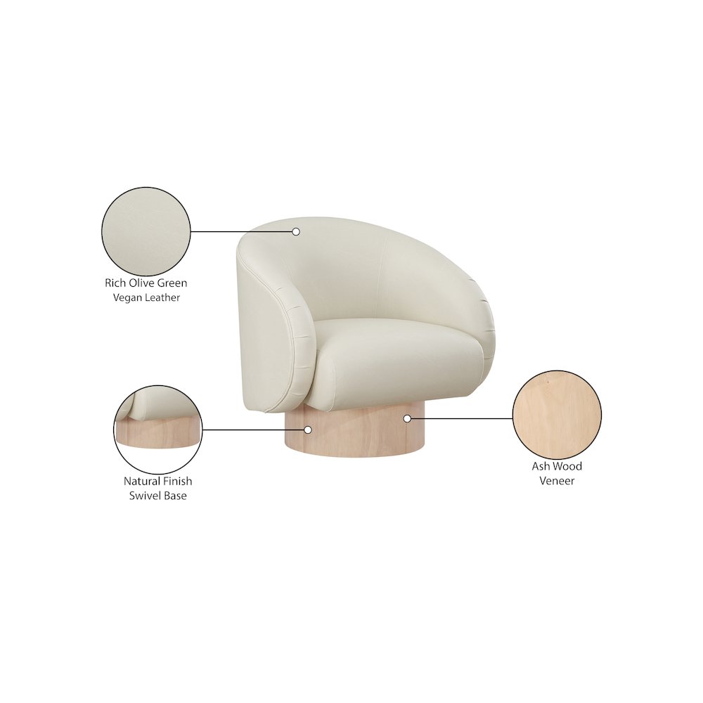 Gibson Cream Vegan Leather Swivel Accent Chair. Picture 8