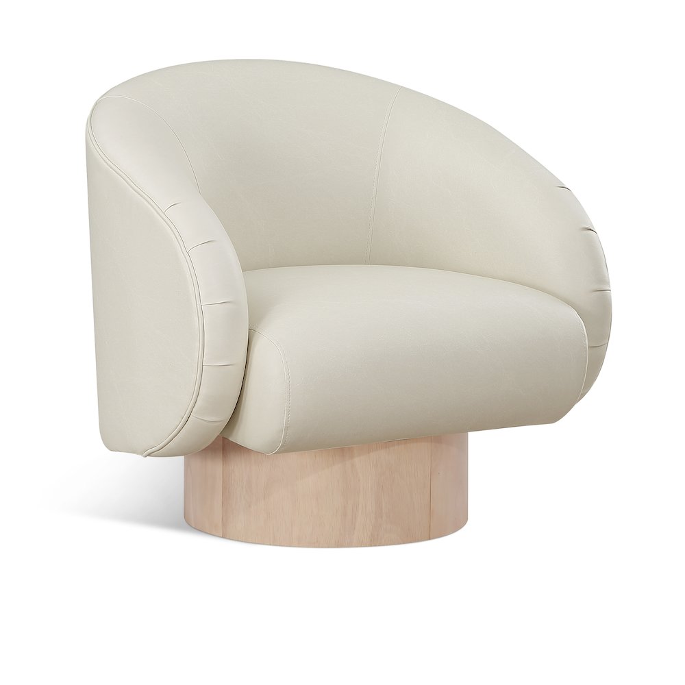 Gibson Cream Vegan Leather Swivel Accent Chair. Picture 1