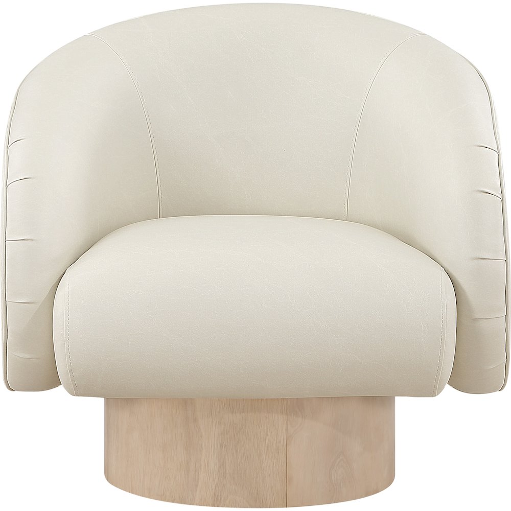 Gibson Cream Vegan Leather Swivel Accent Chair. Picture 3