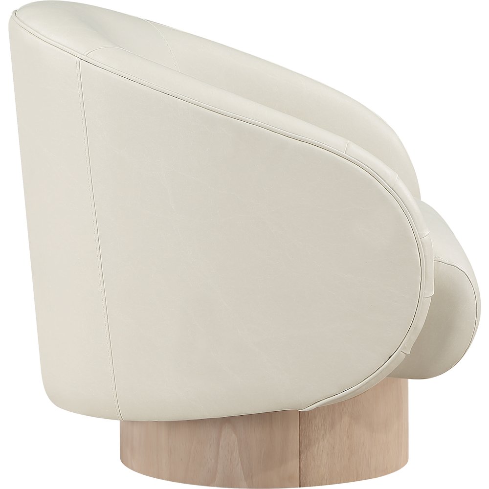 Gibson Cream Vegan Leather Swivel Accent Chair. Picture 4