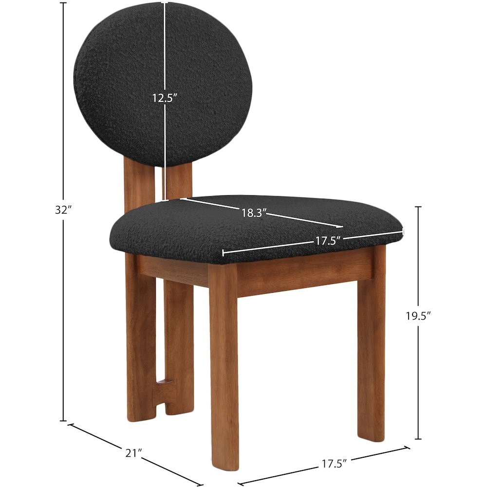 Napa Black Boucle Fabric Dining Chair, Set of 2. Picture 7