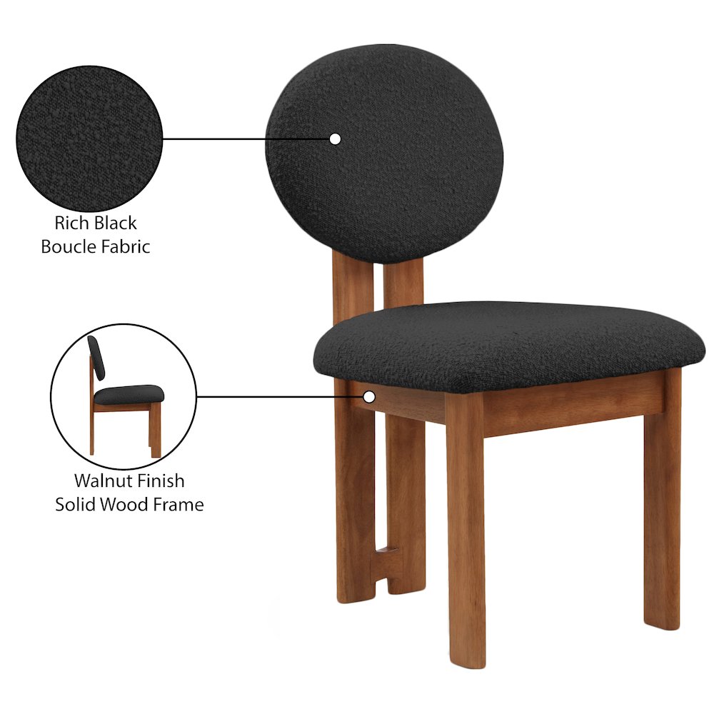 Napa Black Boucle Fabric Dining Chair, Set of 2. Picture 8