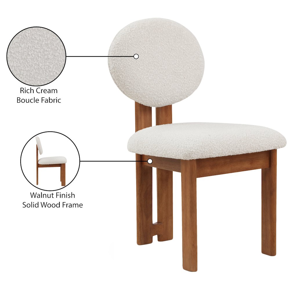 Napa Cream Boucle Fabric Dining Chair, Set of 2. Picture 8