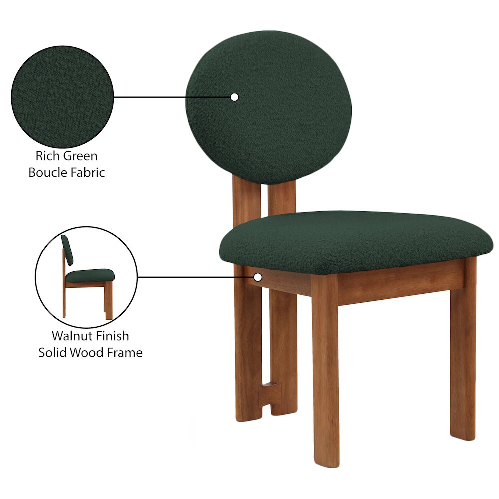 Napa Green Boucle Fabric Dining Chair, Set of 2. Picture 8