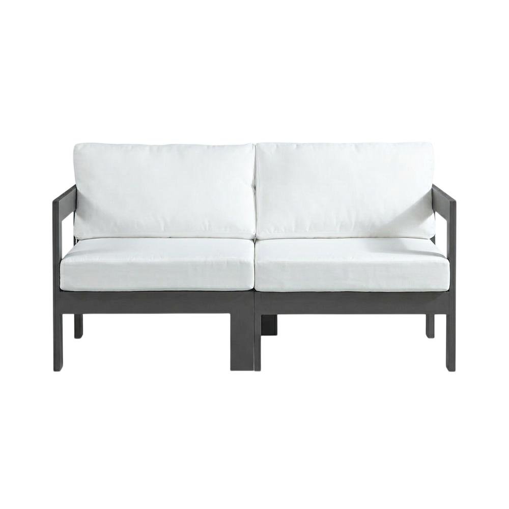 White Fabric Outdoor Modular Sofa With Contemporary Style And Cushioned Seating. Picture 4