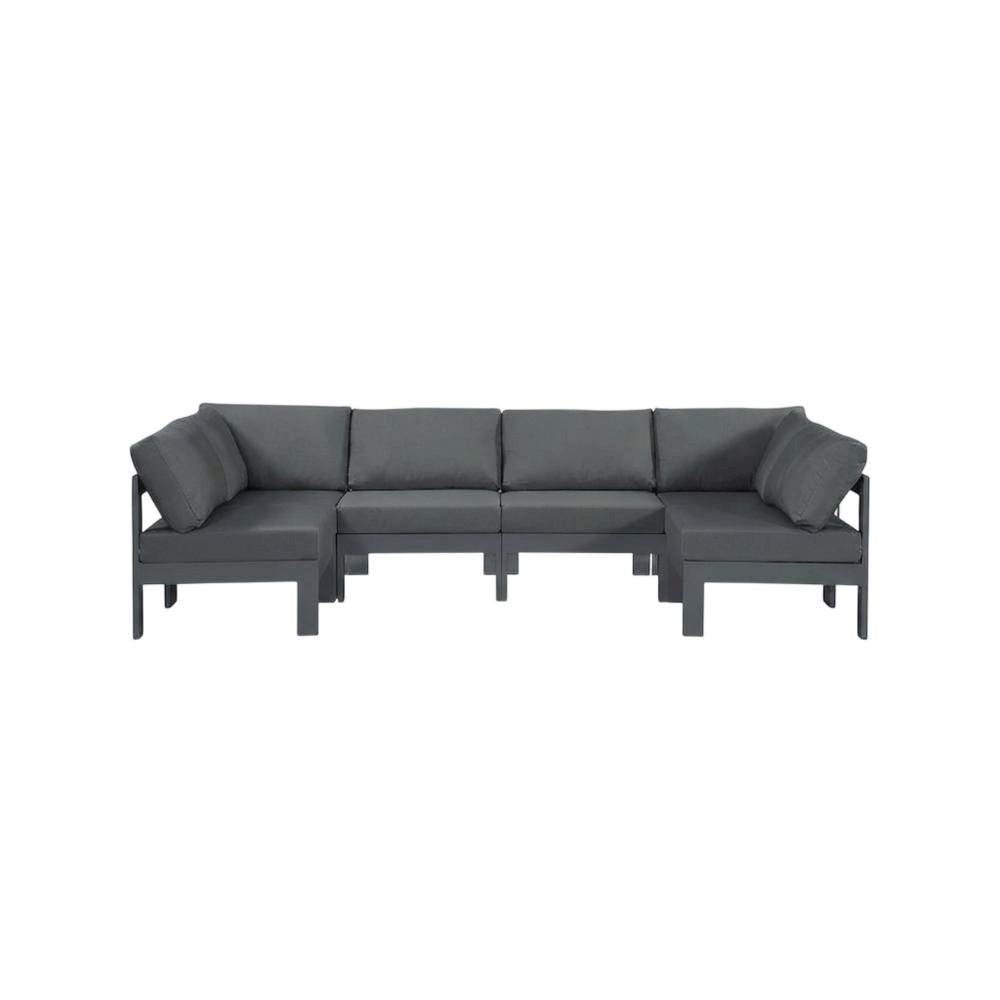 Gray Fabric Outdoor Patio Modular Sectional With Contemporary Design. Picture 4