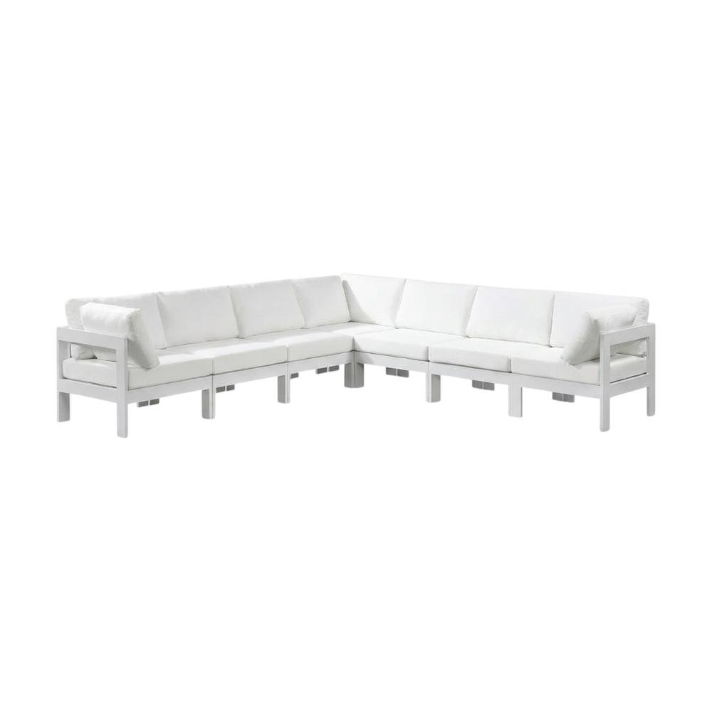 White Fabric Outdoor Patio Modular Sectional For Contemporary Style Relaxation. Picture 4
