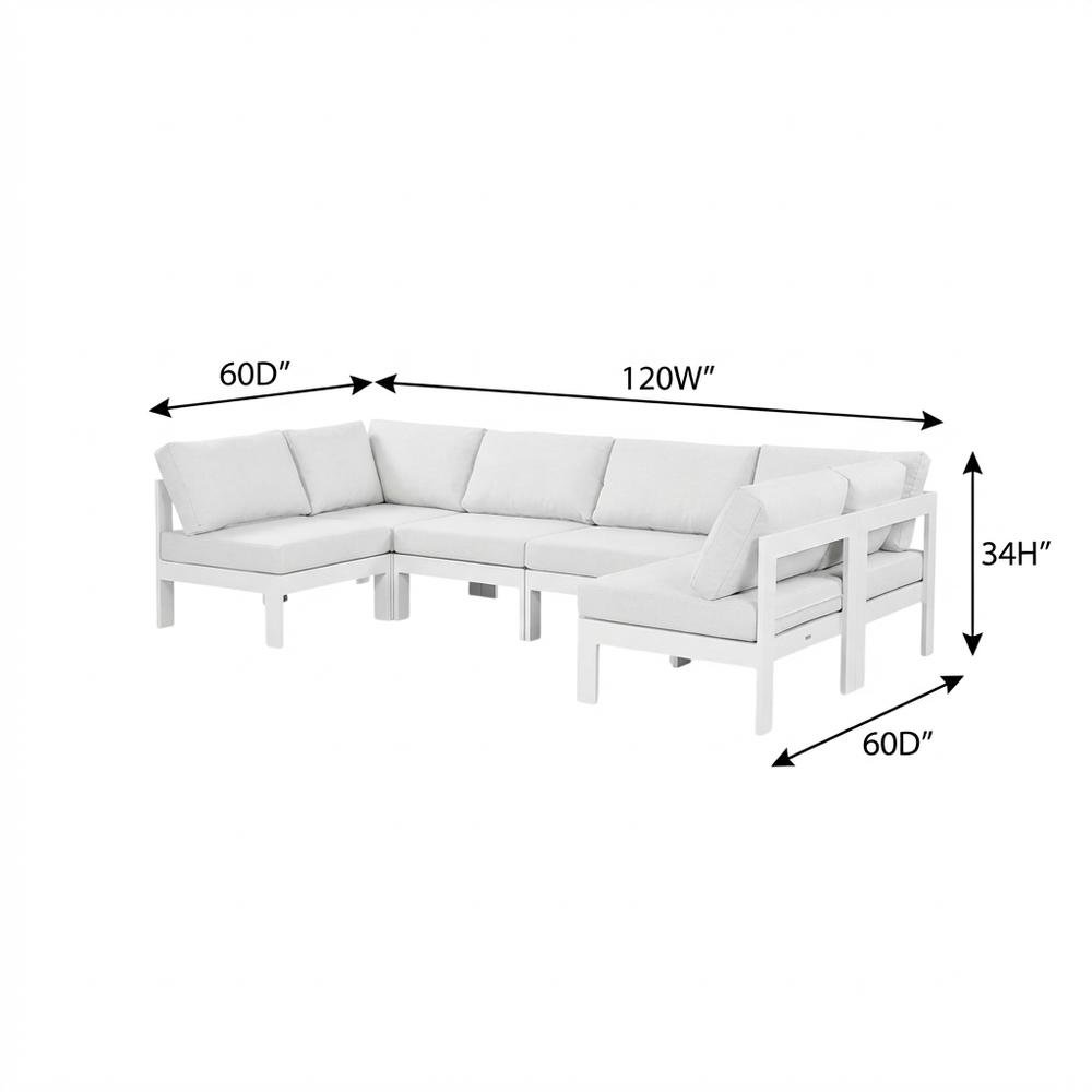 White Fabric Outdoor Modular Sectional For Patio Lounge With Contemporary Style. Picture 7