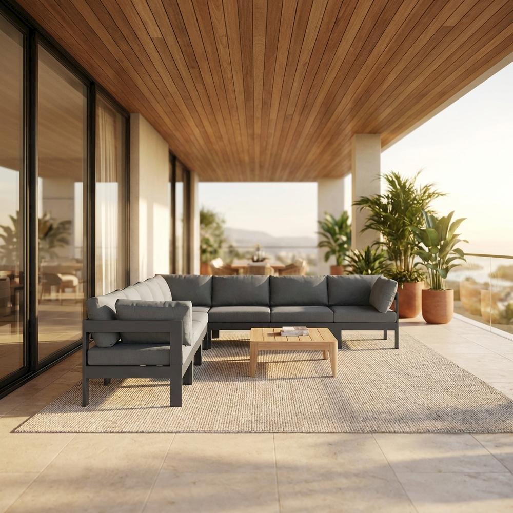 Gray Fabric Outdoor Patio Modular Sectional For Contemporary Style Lounge. Picture 2