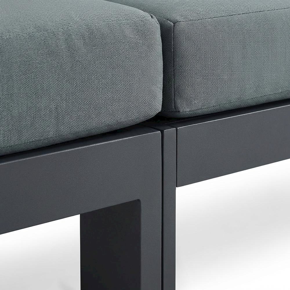 Gray Fabric Outdoor Patio Modular Sofa, Contemporary Style, Cushioned Seating. Picture 6