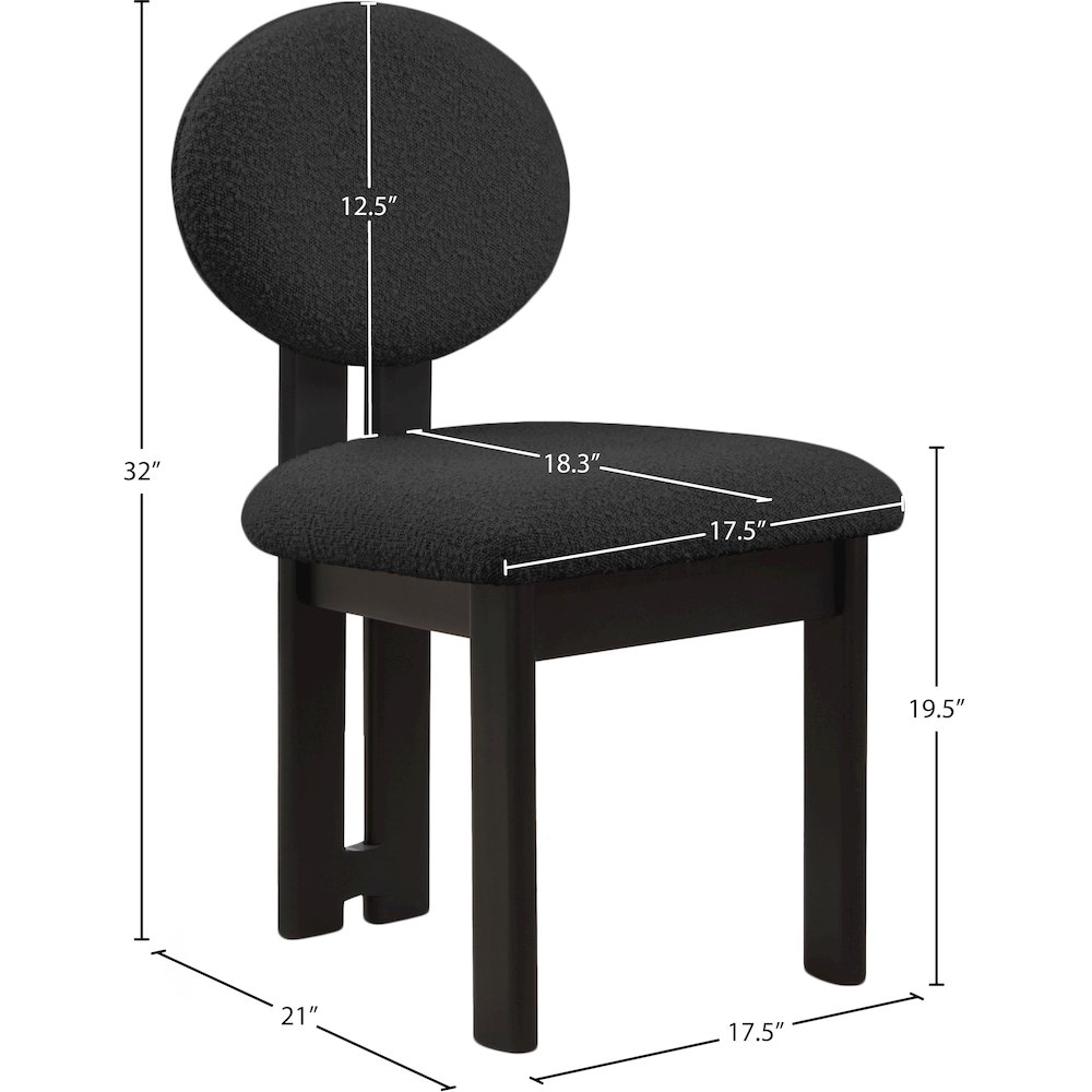 Napa Black Boucle Fabric Dining Chair, Set of 2. Picture 7