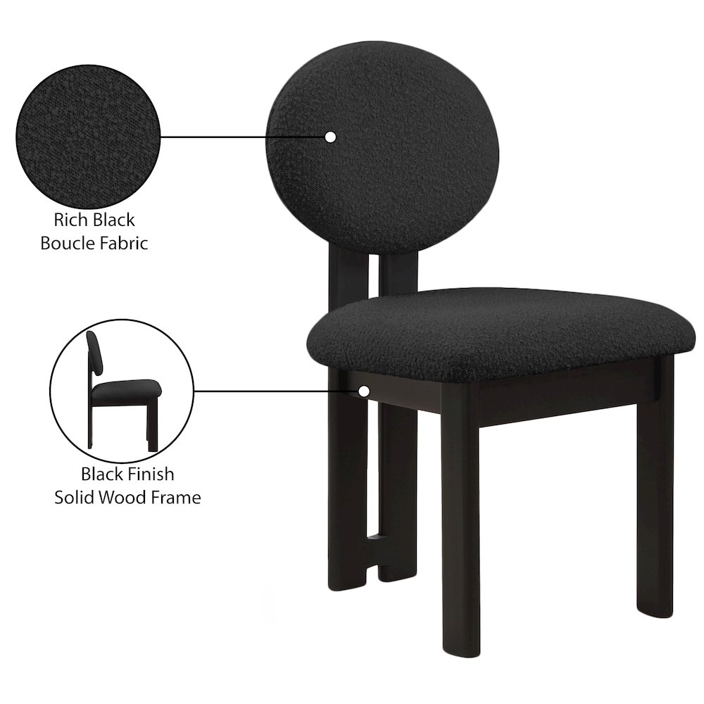 Napa Black Boucle Fabric Dining Chair, Set of 2. Picture 8