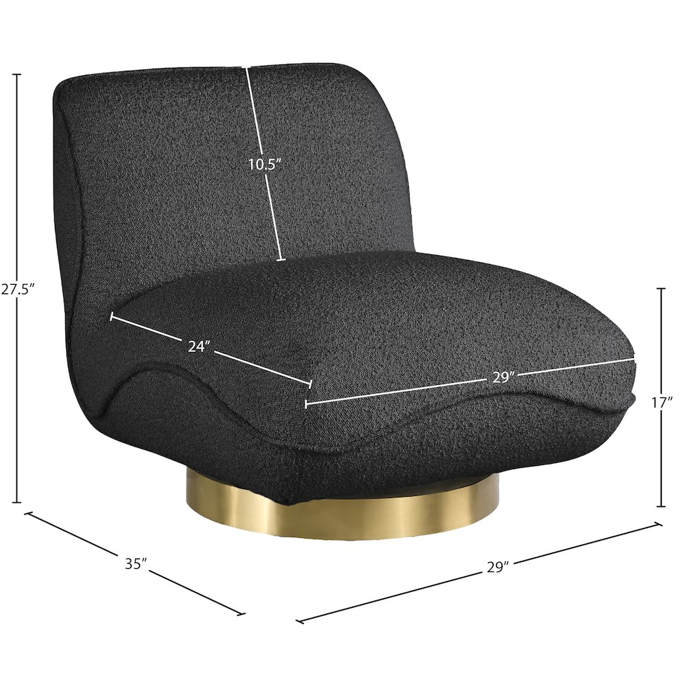Geneva Black Boucle Fabric Swivel Accent Chair. Picture 7