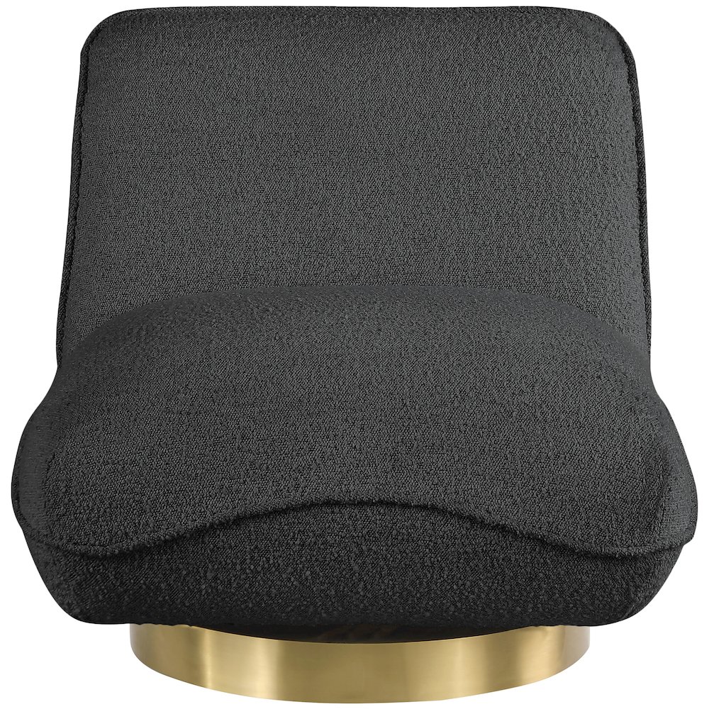 Geneva Black Boucle Fabric Swivel Accent Chair. Picture 3