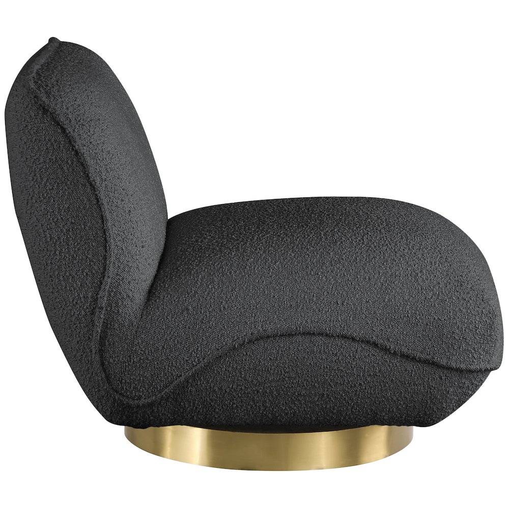 Geneva Black Boucle Fabric Swivel Accent Chair. Picture 4