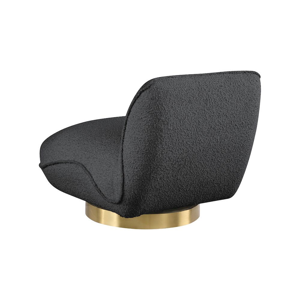Geneva Black Boucle Fabric Swivel Accent Chair. Picture 5