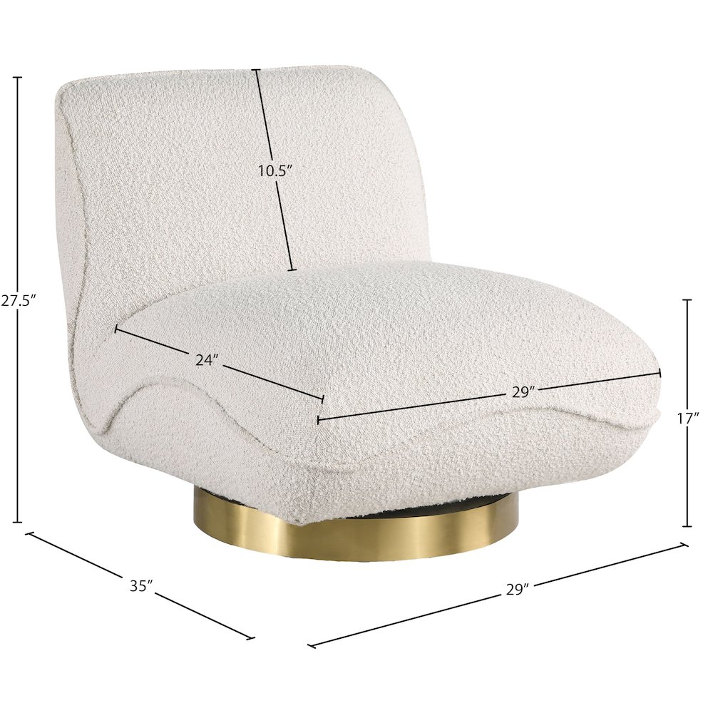 Geneva Cream Boucle Fabric Swivel Accent Chair. Picture 7