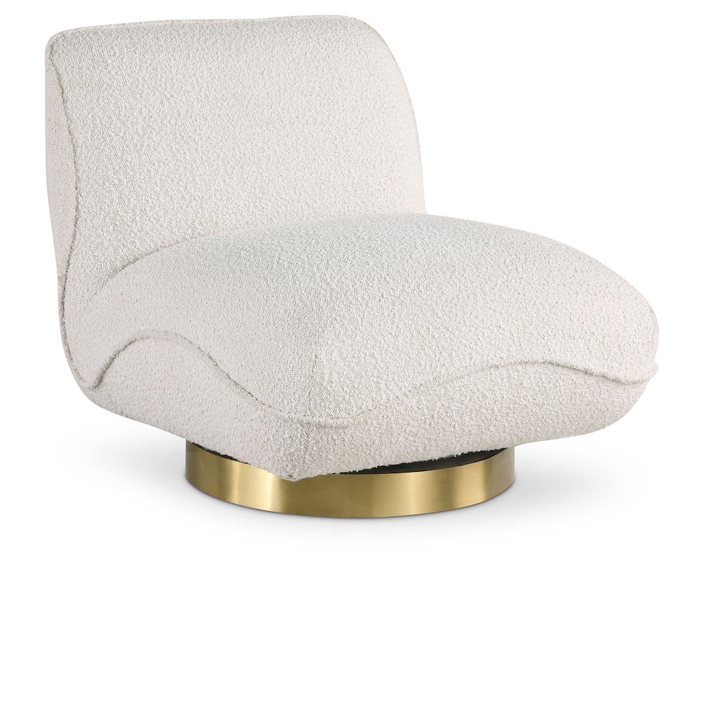 Geneva Cream Boucle Fabric Swivel Accent Chair. Picture 1