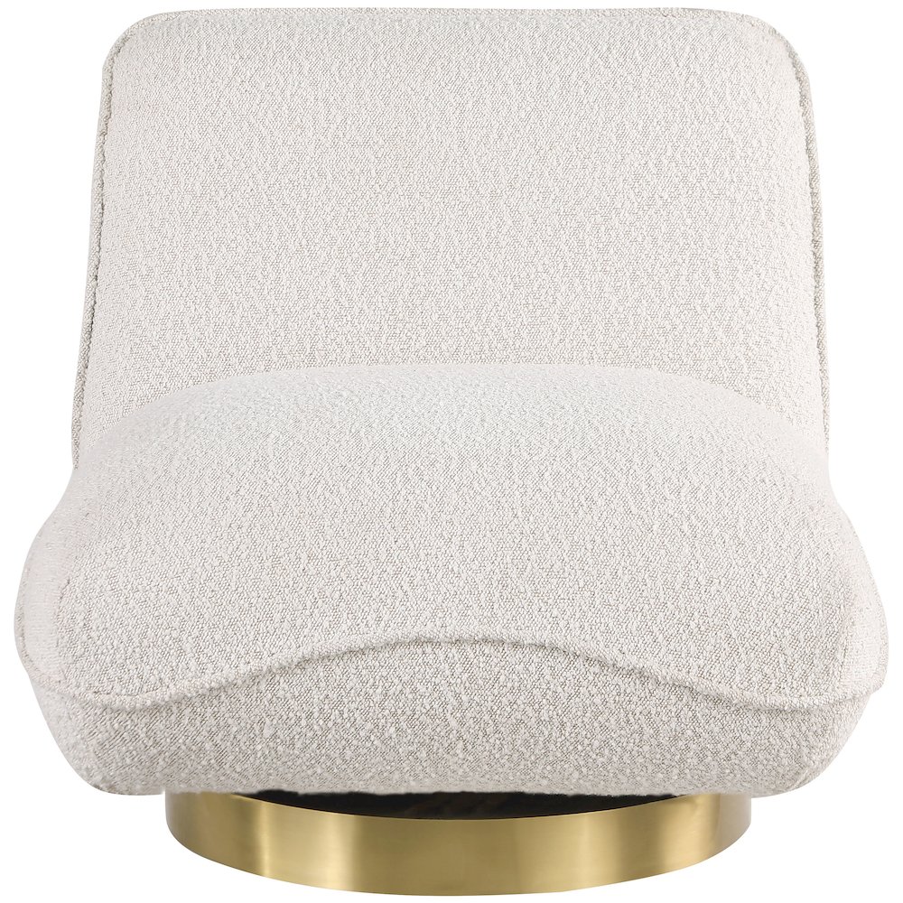 Geneva Cream Boucle Fabric Swivel Accent Chair. Picture 3