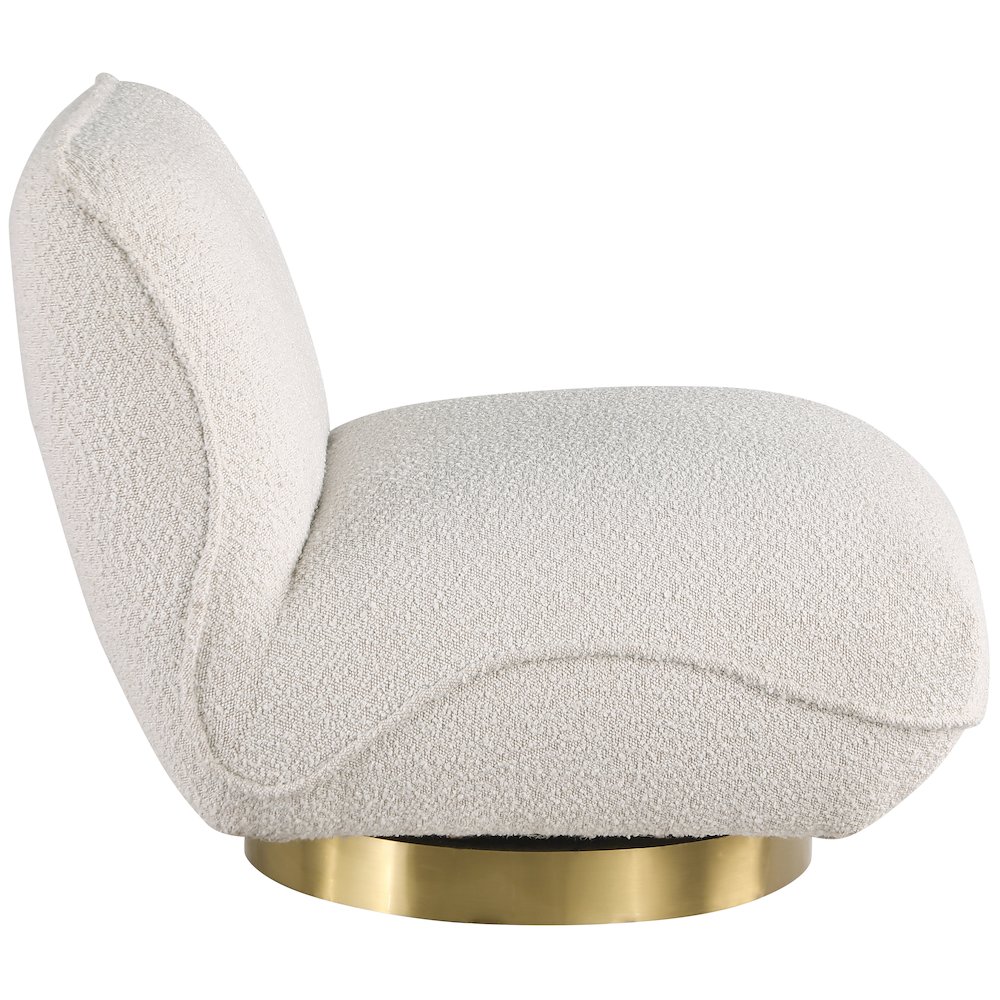 Geneva Cream Boucle Fabric Swivel Accent Chair. Picture 4
