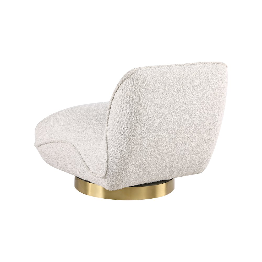 Geneva Cream Boucle Fabric Swivel Accent Chair. Picture 5
