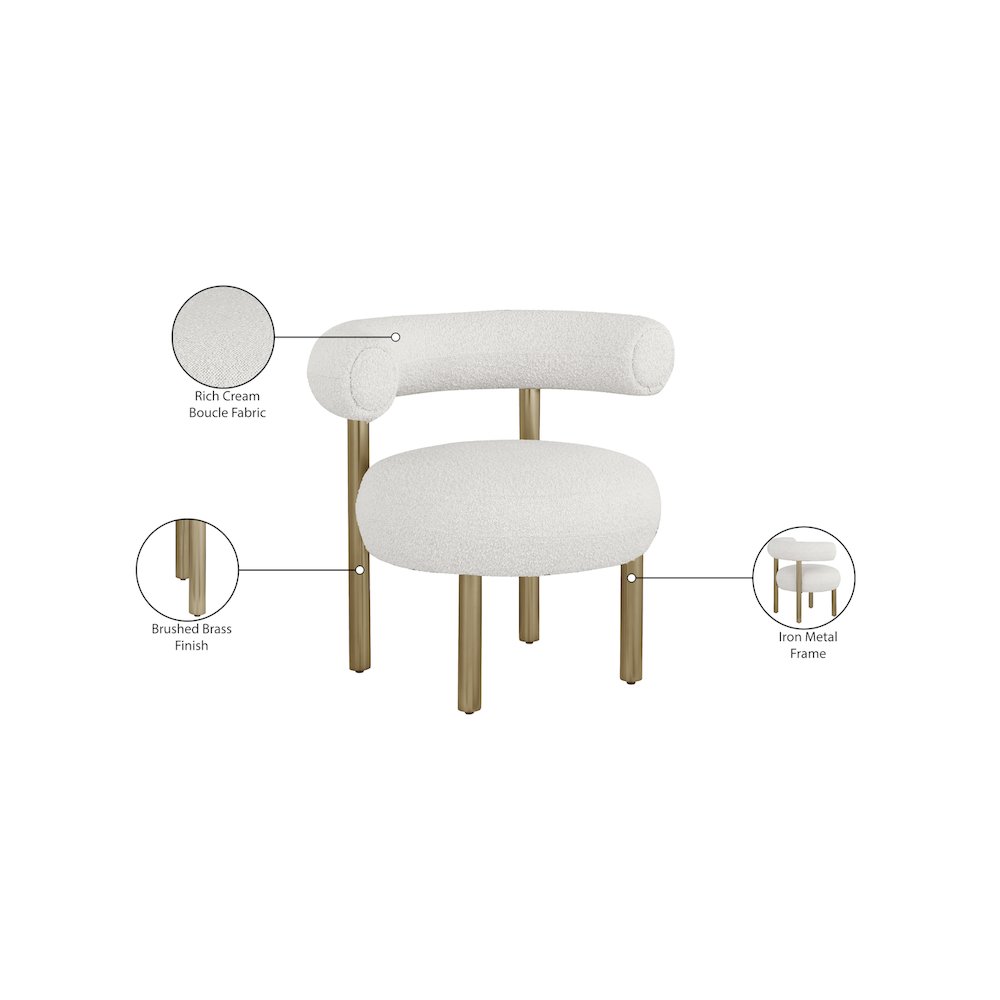 Bordeaux Cream Boucle Fabric Accent Chair. Picture 8