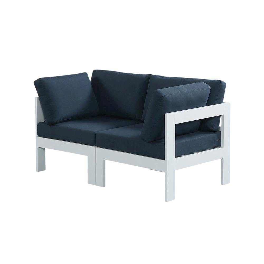Navy Fabric Outdoor Modular Sofa With Contemporary Style And Cushioned Seating. Picture 1