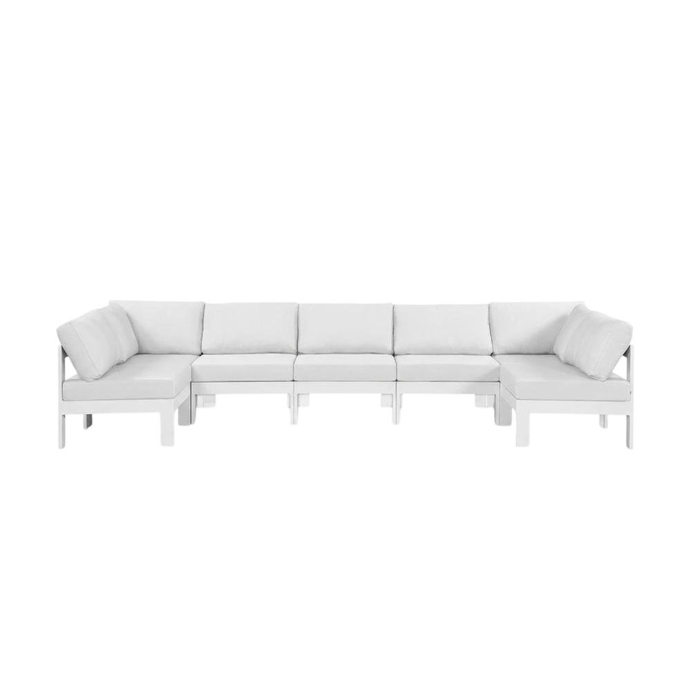 White Fabric Outdoor Patio Modular Sectional With Contemporary Style. Picture 4