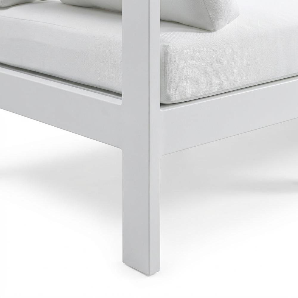White Fabric Outdoor Patio Modular Sofa, Contemporary Style, Comfortable Back. Picture 6