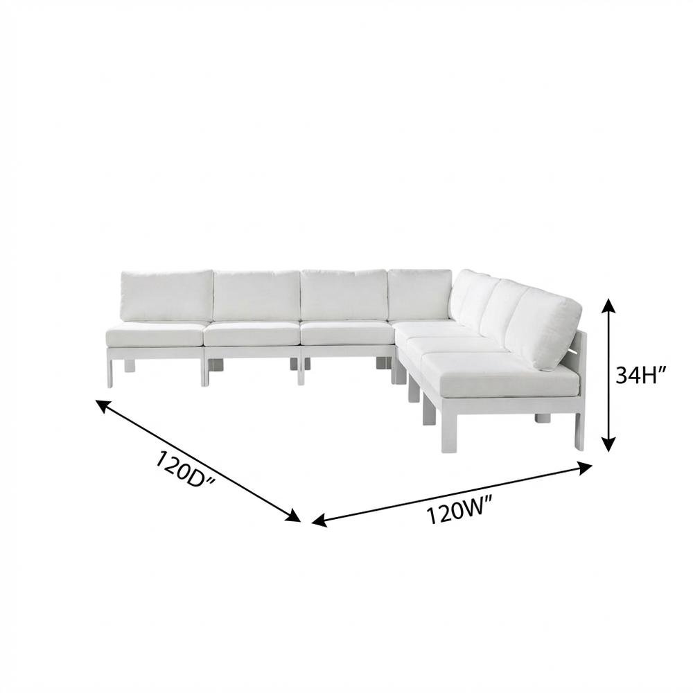 White Fabric Outdoor Patio Modular Sectional, Contemporary Design, Cushioned. Picture 7