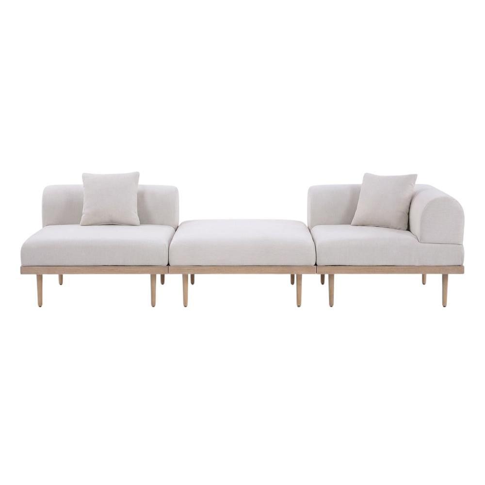 Beige Fabric 3-Piece Outdoor Modular Sofa with Cushions and Contemporary Style. Picture 4