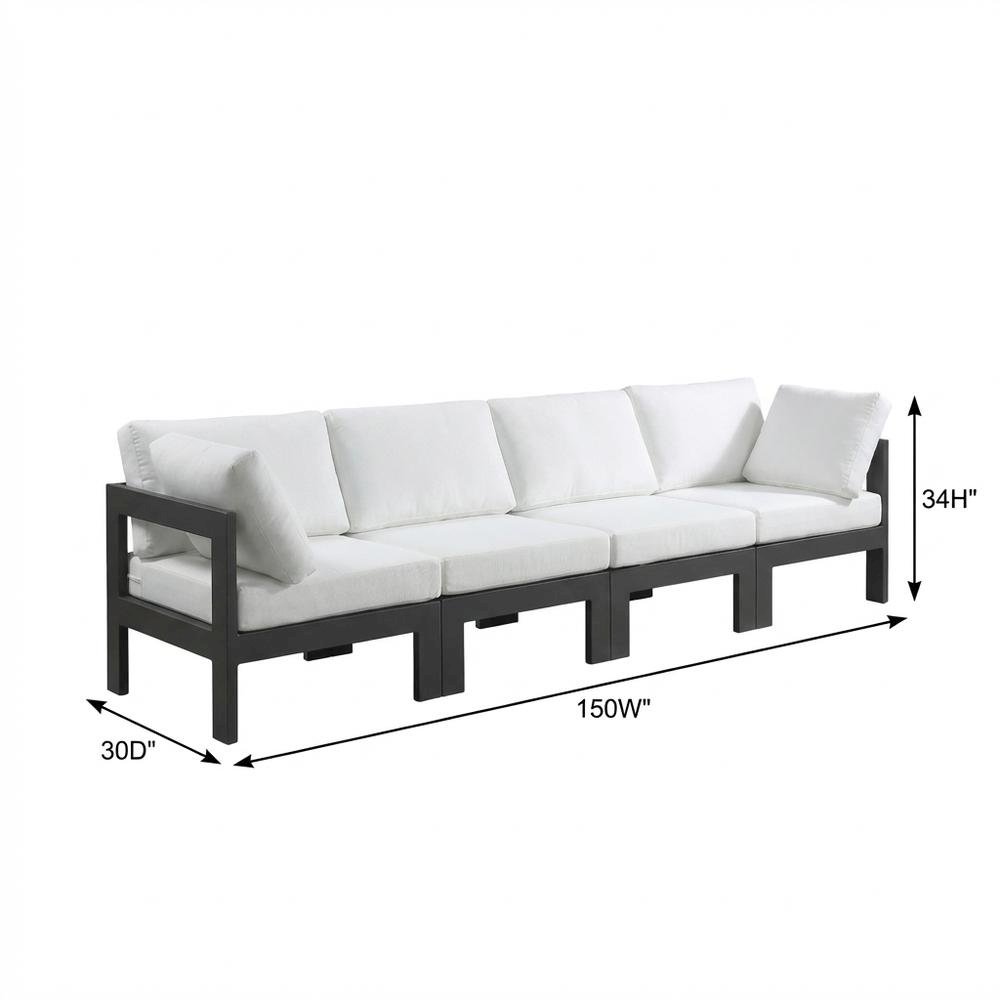 White Fabric Outdoor Modular Sofa, Contemporary Style, Comfortable Back Support. Picture 7