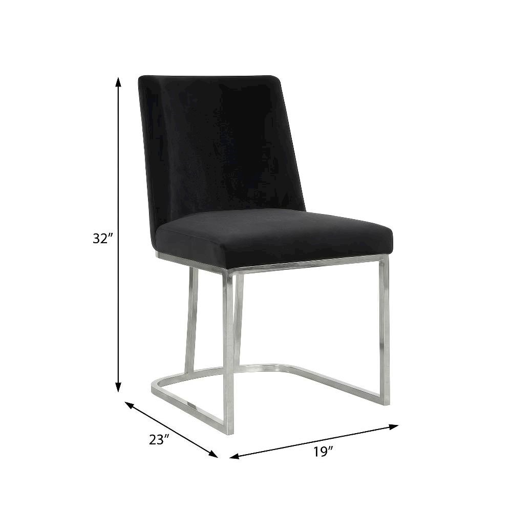 Chrome Contemporary Velvet Dining Chair Set of 2 with Cushioned Seat. Picture 4