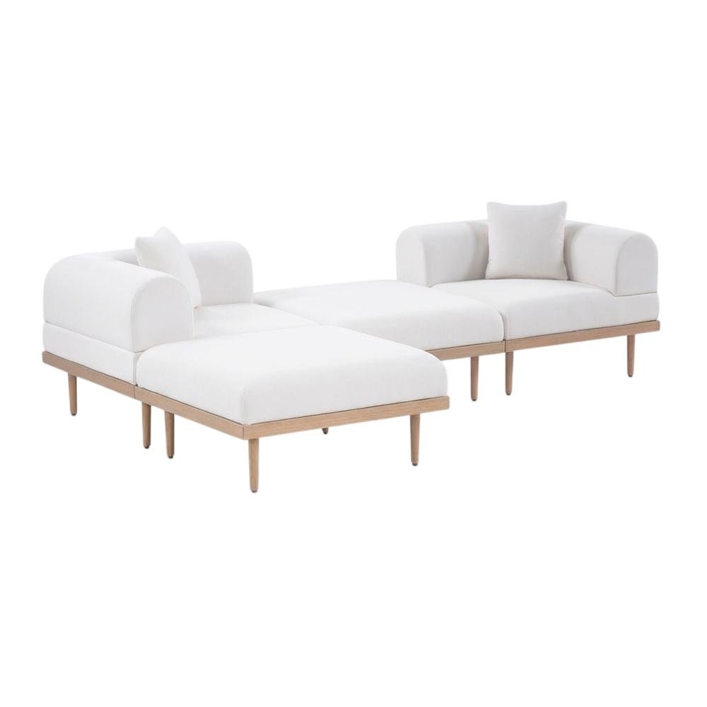 Cream Fabric Modular Outdoor Sofa Set With Cushions And Contemporary Style. Picture 1