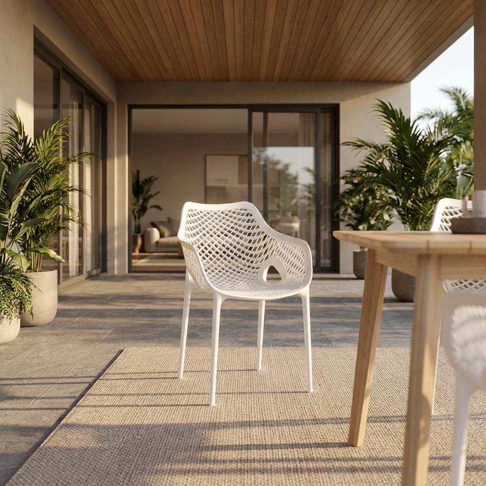 Outdoor Patio Dining Chairs Set Of 4, Protective Finish, Contemporary. Picture 2