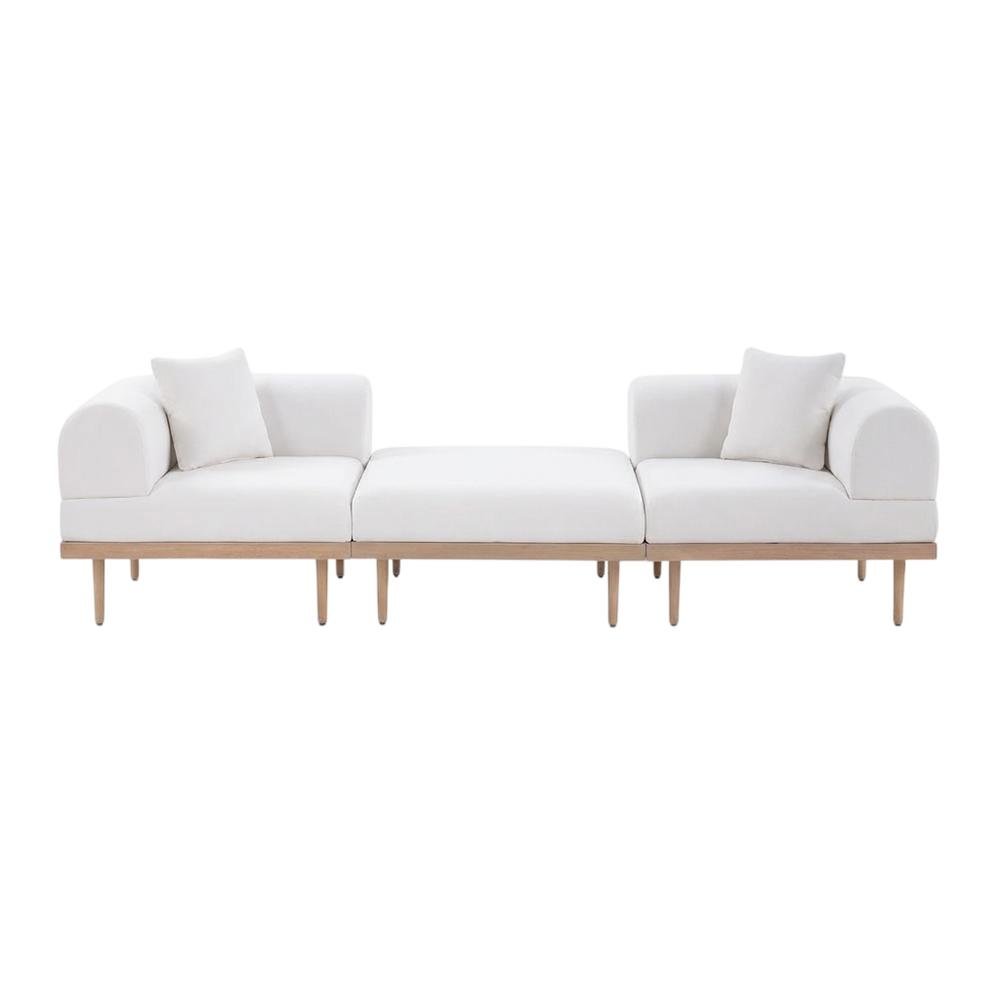 Cream Fabric Modular Outdoor Sofa Set With Cushions And Contemporary Style. Picture 4