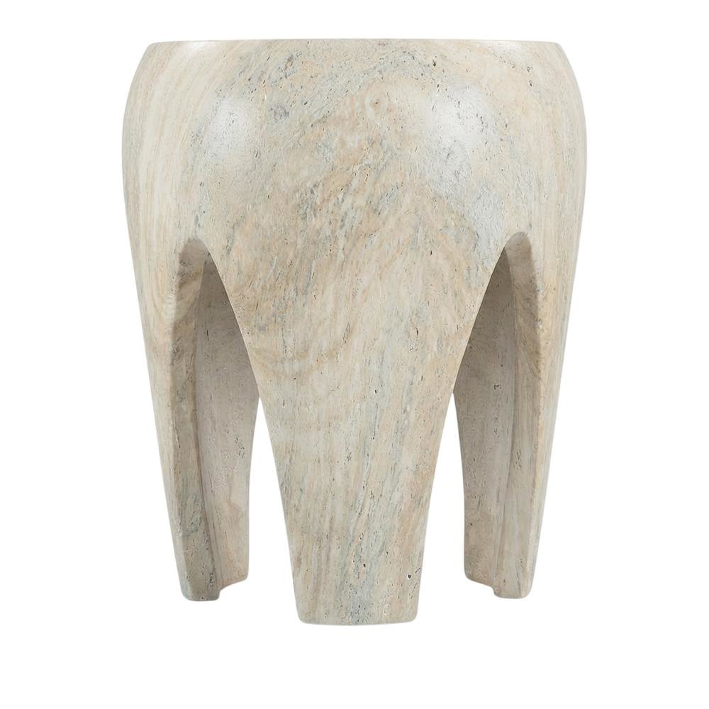 Concrete And Fiberglass Indoor/Outdoor Round End Table With Art Deco Style. Picture 4