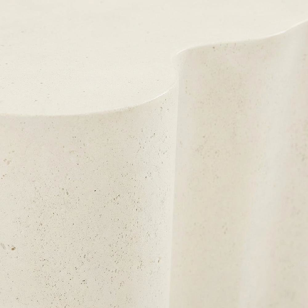 Cream Concrete And Fiberglass Indoor Outdoor End Table With Art Deco Style. Picture 5