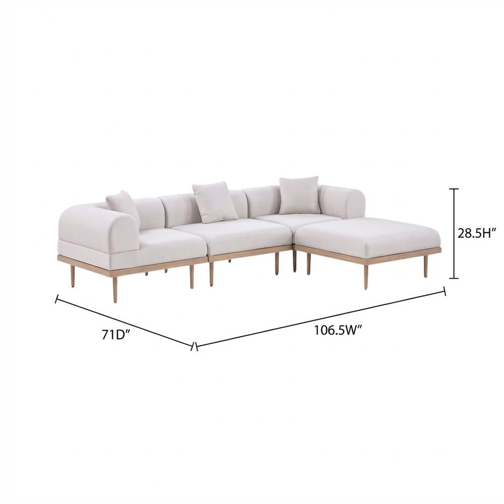 Beige Fabric Outdoor Sectional With Cushions And Contemporary Design. Picture 7