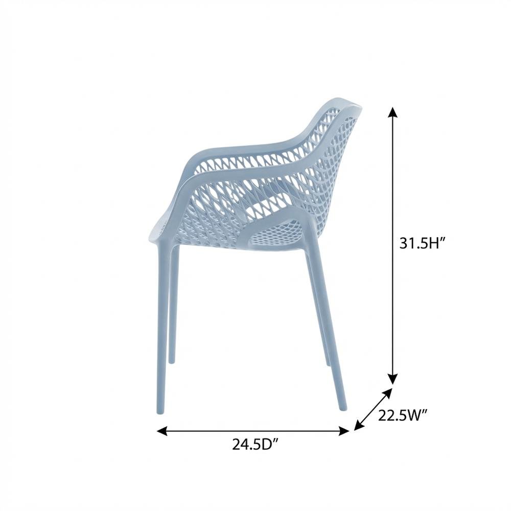 Blue Outdoor Patio Dining Chairs Set Of 4 With Protective Finish. Picture 7