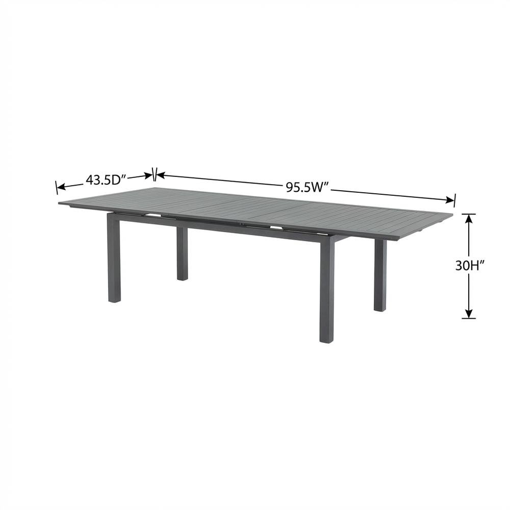 Contemporary Outdoor Dining Table In Grey Finish With Adjustable Width. Picture 7