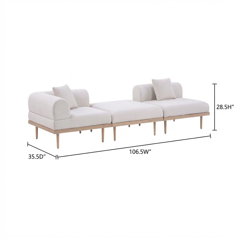 Beige Fabric 3-Piece Outdoor Modular Sofa with Cushions and Contemporary Style. Picture 7