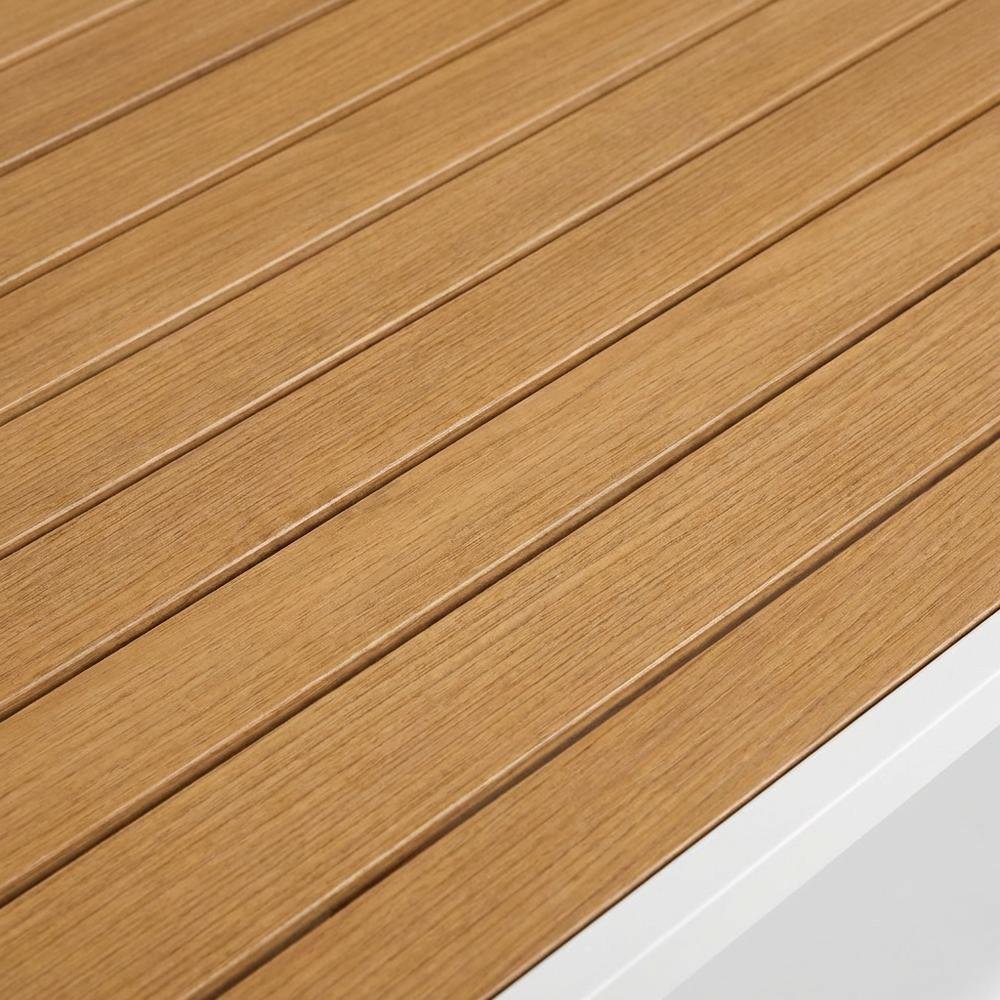 Brown Wood Look Outdoor Patio Dining Table, Adjustable Width, Contemporary Style. Picture 5
