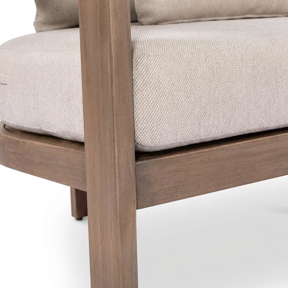 Beige Fabric Outdoor Loveseat With Pillow And Contemporary Style. Picture 6