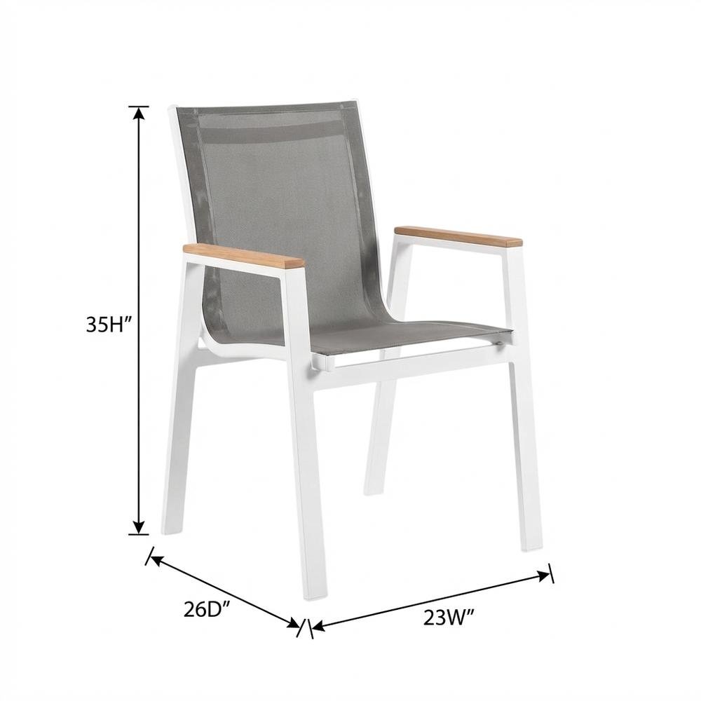 Gray Mesh Patio Armchair Set Of 2 With Cushioned Seats And Contemporary Style. Picture 7