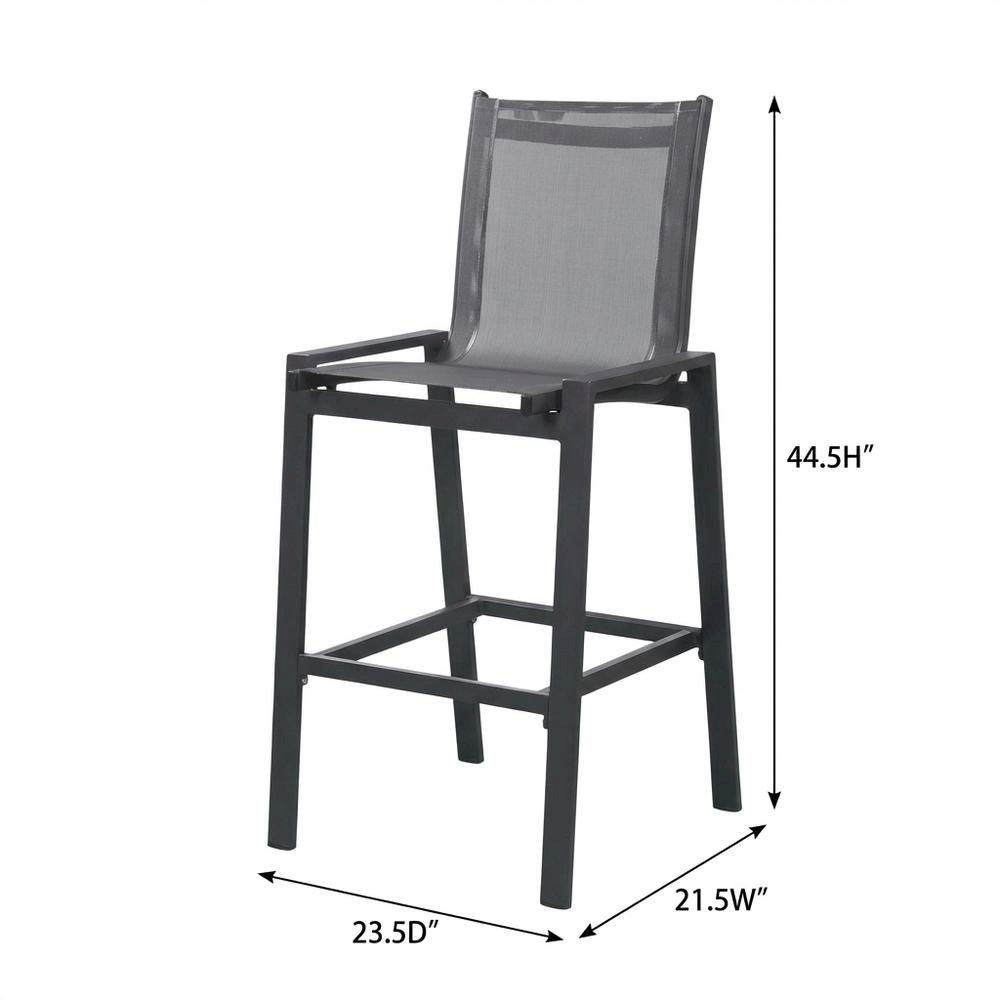 Contemporary Grey Outdoor Patio Barstool Set Of 2 With Cushioned Seats. Picture 7