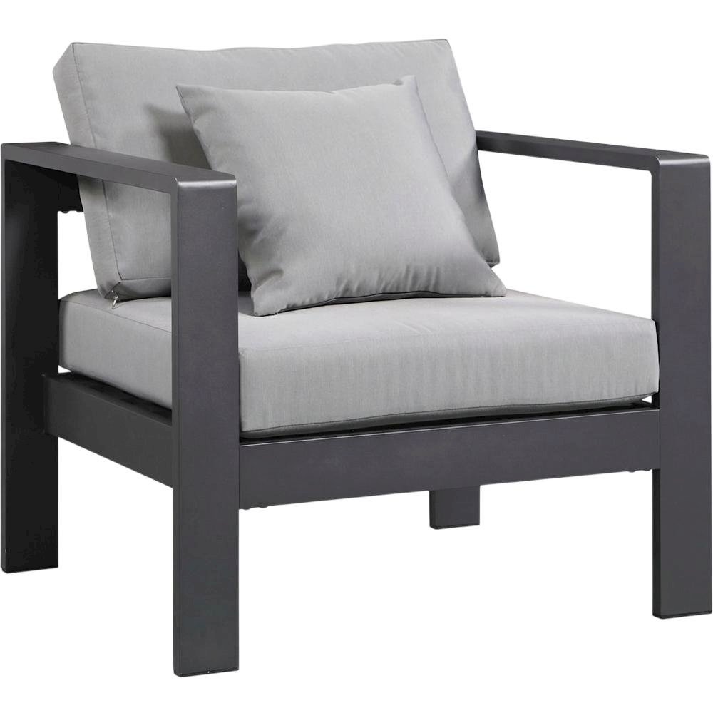 Gray Fabric Outdoor Patio Armchair With Aluminum Frame And Contemporary Design. Picture 1