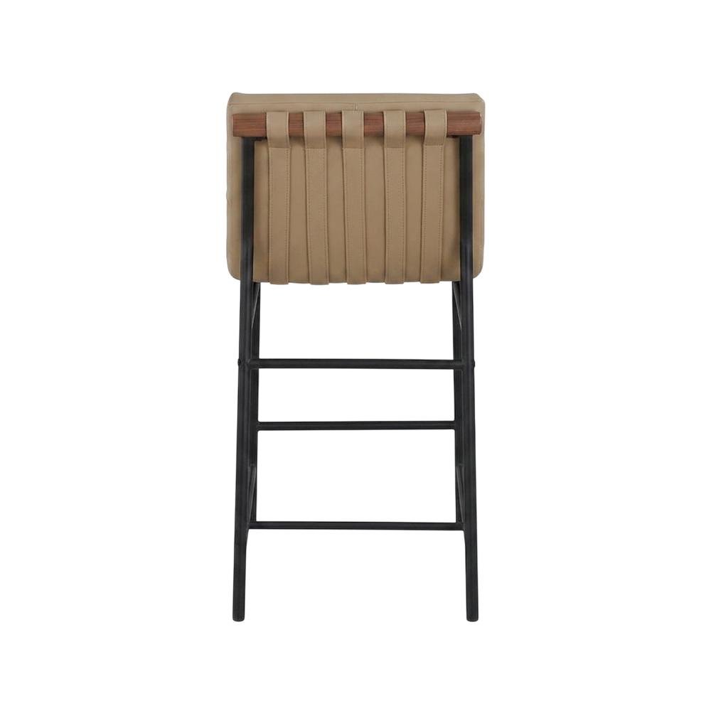 Vegan Leather & Boucle Counter Stool for Bar, Tan Vegan Leather. Picture 5