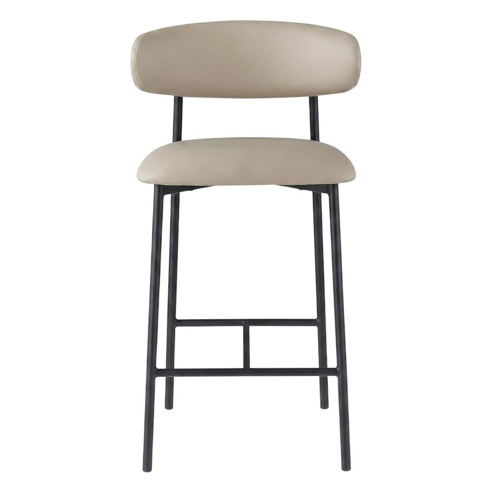 Vegan Leather Counter Stools with Back, Kitchen Island, Taupe, Set of 2. Picture 4