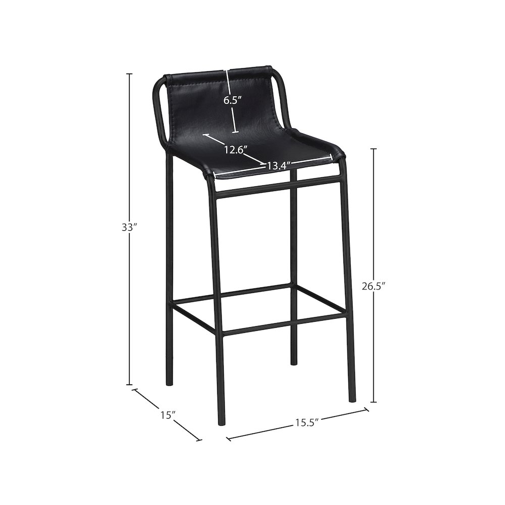 Dax Black Vegan Leather Counter Stool. Picture 5